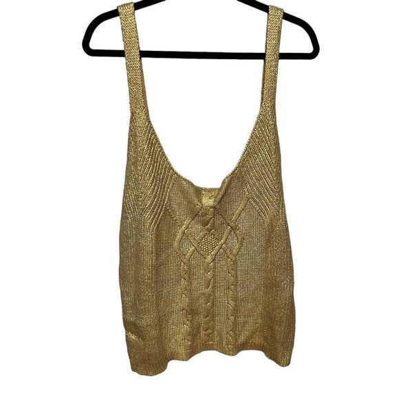Kika Vargas x Target Gold Metallic Cable Knit Tank Top Sweater 3X - Picture 8 of 12